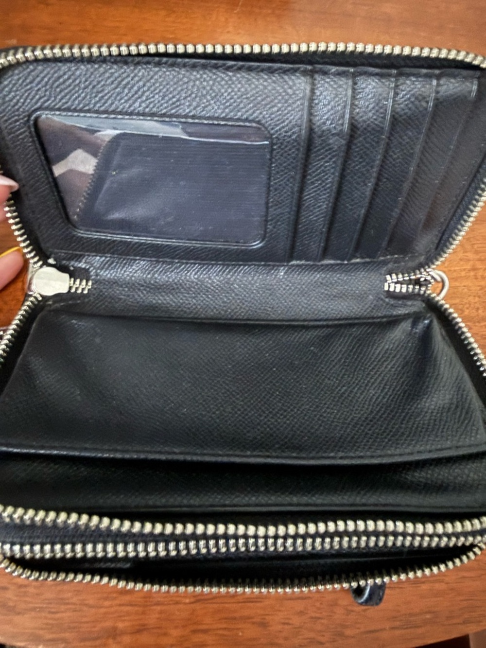 Coach Black and Cream Floral Zip Wristlet - Picture 3 of 4